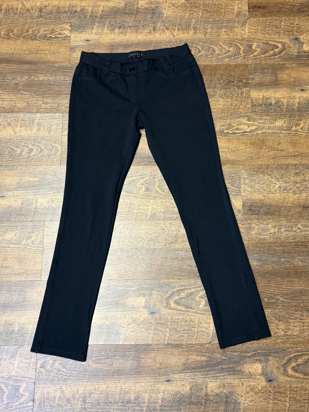 Theory Low Rise Skinny Leg Elly Rave Dress Pants Womens Large Black Stretch